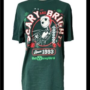 Walt Disney World Shirt XS Green Nightmare Before Christmas Jack Scary Bright